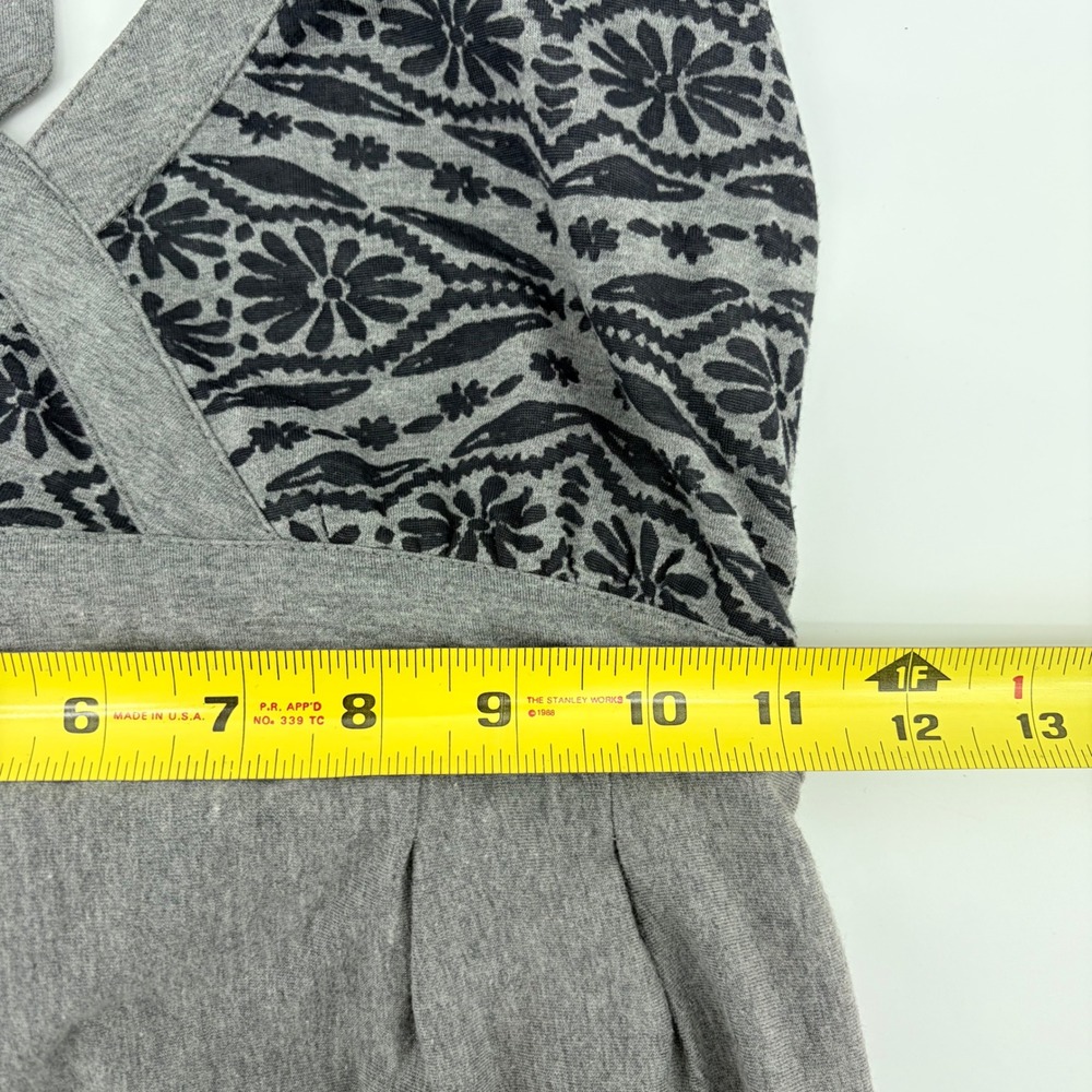 Athleta Floral Block Print Halter Dress Size M Gray Black Boho Summer Casual - Picture 6 of 7